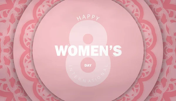 Διακοπές Κάρτα Μαρτίου Διεθνείς Γυναίκες Ημέρα Ροζ Χρώμα Πολυτελή Στολίδια — Διανυσματικό Αρχείο