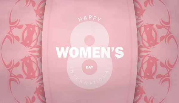 Летчик Марта Международный Женский День Розовый Цвет Винтажным Орнаментом — стоковый вектор