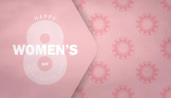 Flyer Vacanță Martie Ziua Internațională Femeilor Culoare Roz Model Vintage — Vector de stoc