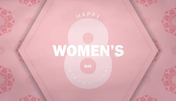 Pink International Women Day Flyer Luxury Ornamentation — Stock Vector