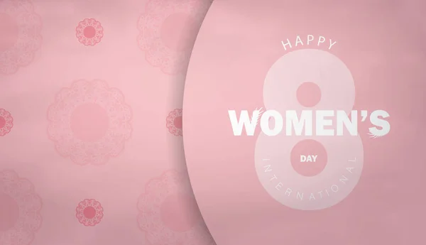 Pink International Women Day Flyer Vintage Ornament — Stock Vector