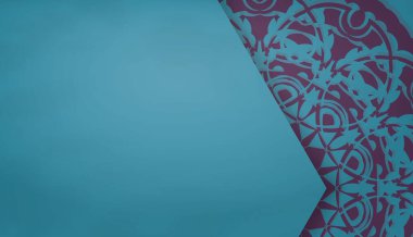 Metnin altındaki tasarım için soyut mor süslemeli turkuaz arkaplan