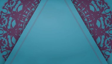 Logo veya metin tasarımı için Hint mor süslemeleri içeren turkuaz arkaplan