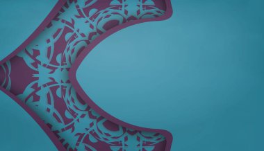 Yunan menekşe desenli turkuaz bayrak ve logo alanı