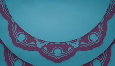 Mor mandalalı turkuaz pankart ve logo veya metin için yer