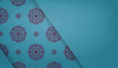 Logonuz veya metniniz altında dizayn için klasik mor süslemeli turkuaz pankart