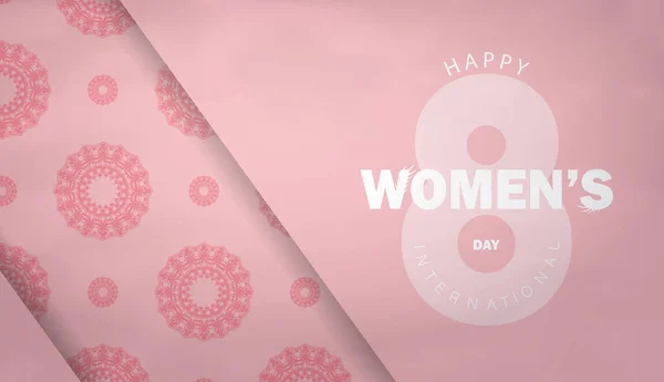Șablon Felicitări Broșură Martie Ziua Internațională Femeilor Culoare Roz Model — Vector de stoc