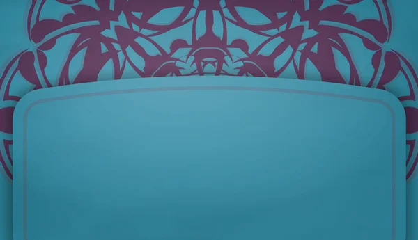 Бірюзовий Фон Вінтажним Фіолетовим Орнаментом Дизайну Логотипу — стоковий вектор
