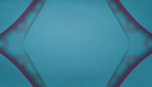 Бирюзовый Фон Винтажным Фиолетовым Узором Оформления Вашим Логотипом Текстом — стоковый вектор