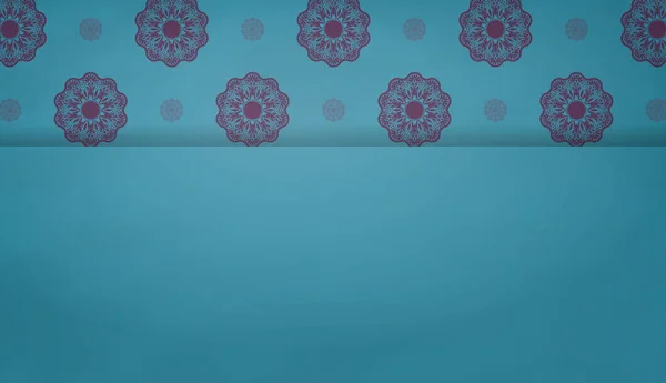 Шаблон Бирюзового Баннера Роскошным Фиолетовым Рисунком Пространством Логотипа Текста — стоковый вектор