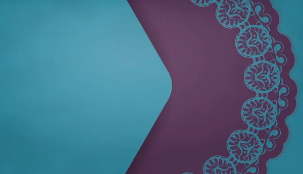 Turkoois Banner Sjabloon Met Mandala Paars Patroon Voor Logo Ontwerp — Stockvector