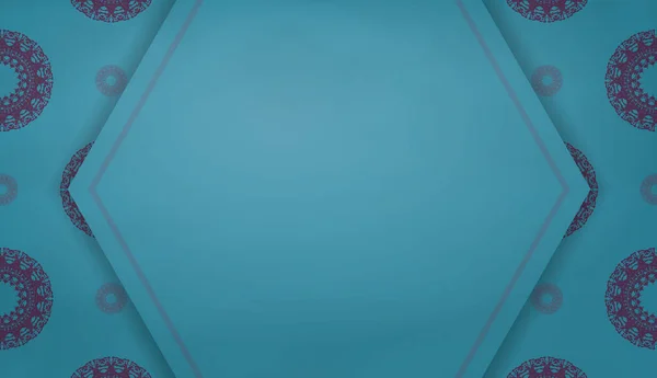 Modèle Bannière Turquoise Avec Ornement Mandala Violet Place Sous Votre — Image vectorielle
