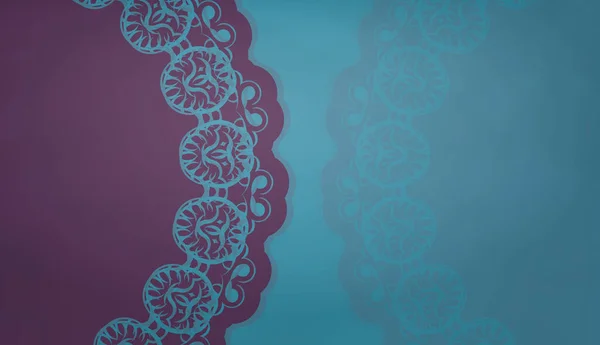 Modèle Bannière Turquoise Avec Motif Violet Vintage Espace Logo — Image vectorielle
