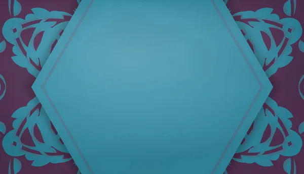 Bannière Turquoise Avec Motif Mandala Violet Endroit Pour Logo Texte — Image vectorielle