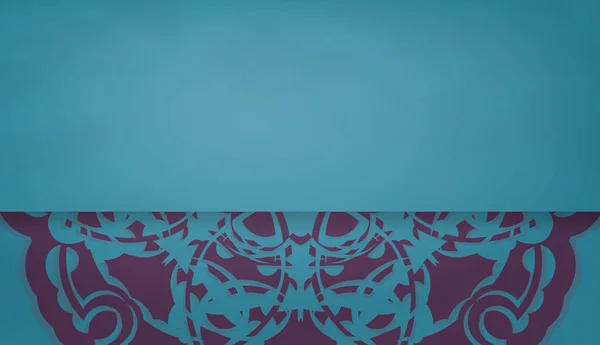 Türkisfarbenes Banner Mit Lila Mandala Muster Und Platz Für Text — Stockvektor