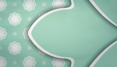 Logo veya metin altında tasarım için Yunanca beyaz desenli nane rengi pankartı