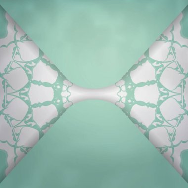 Lüks beyaz süslemeli, tipografi için hazırlanmış nane rengi broşür..