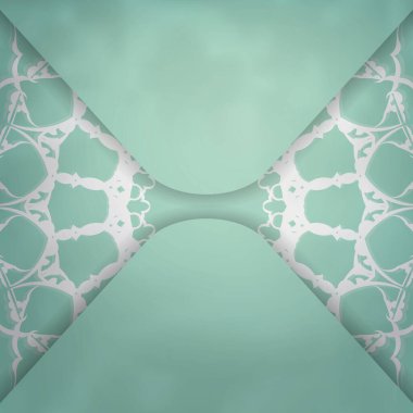 Hint beyaz süslemeleri tipografi için hazırlanmış naneli renkli kartpostallar..