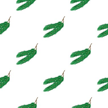 Ladin dallı kusursuz bir desen. İğne dalı. Özgeçmiş, kartpostallar ve ambalaj kağıtları için uygun. Vektör.