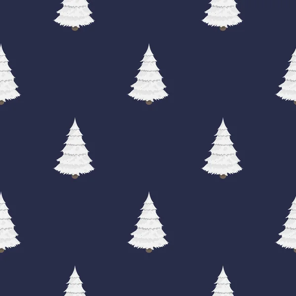 Nahtloses Muster Mit Weißen Weihnachtsbäumen Weihnachtsbäume Schnee Geeignet Für Hintergründe — Stockvektor