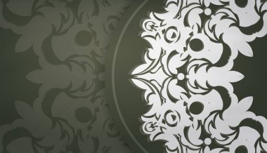 Eski beyaz desenli koyu yeşil arkaplan ve metin için boşluk