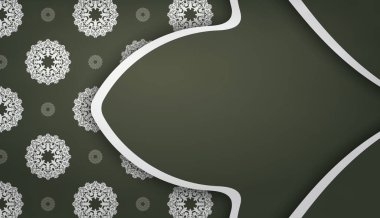 Logonuz veya metniniz altında tasarım için Yunanca beyaz desenli koyu yeşil pankart