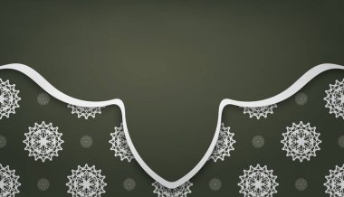 Koyu yeşil afiş ve Hint beyaz süsü metin altında tasarım için