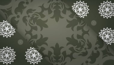 Metin altında tasarım için Hint beyaz desenli koyu yeşil pankart