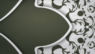 Logo veya metin altında tasarım için Hint beyaz desenli koyu yeşil pankart