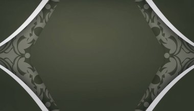 Logonuz ya da metniniz altında tasarım için lüks beyaz desenli koyu yeşil pankart