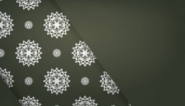 Metnin altında tasarım için klasik beyaz süslemeli koyu yeşil pankart