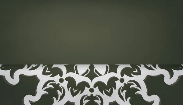 Banner Verde Oscuro Con Patrón Blanco Abstracto Para Diseño Del — Archivo Imágenes Vectoriales