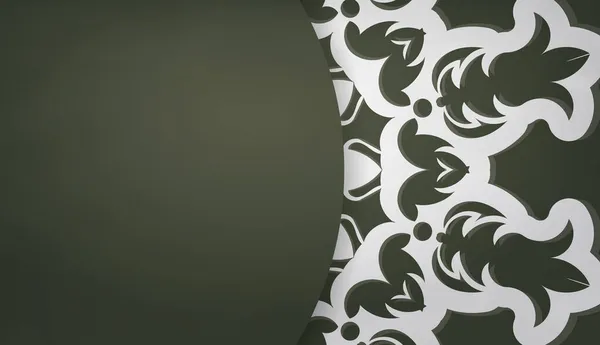 Темно Зелений Прапор Грецькими Білими Прикрасами Місце Під Логотипом — стоковий вектор