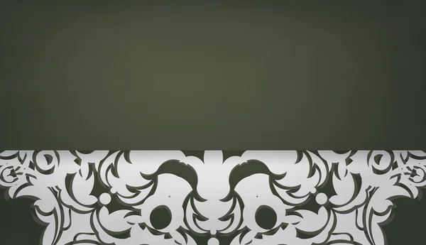 Tmavě Zelený Prapor Indiánským Bílým Vzorem Pro Logo Nebo Textový — Stockový vektor
