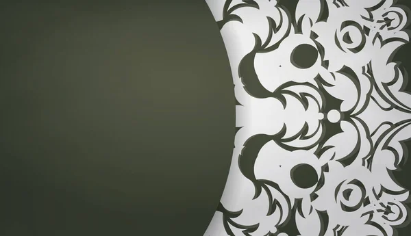 ロゴやテキストデザインのための豪華な白いパターンを持つダークグリーンのバナー — ストックベクタ