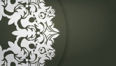 Eskimiş beyaz desenli koyu yeşil pankart ve logo veya metin için boşluk