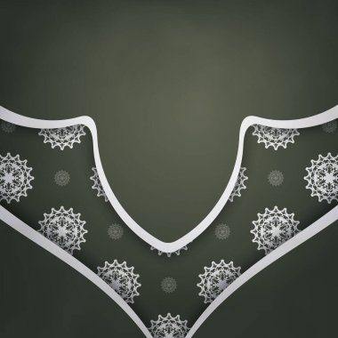 Klasik beyaz desenli koyu yeşil kartpostal tipografi için hazırlandı.