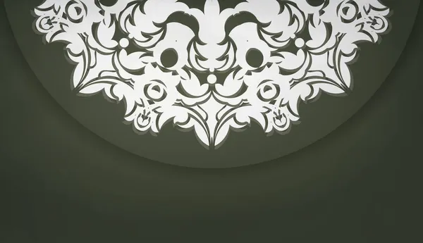 Темно Зеленый Баннер Винтажным Белым Узором Местом Вашего Логотипа Текста — стоковый вектор