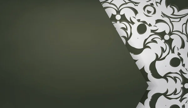 Bannière Vert Foncé Avec Ornement Grec Blanc Pour Conception Sous — Image vectorielle