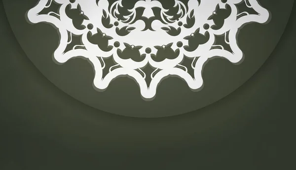 Banner Verde Oscuro Con Adorno Griego Blanco Para Diseño Debajo — Vector de stock