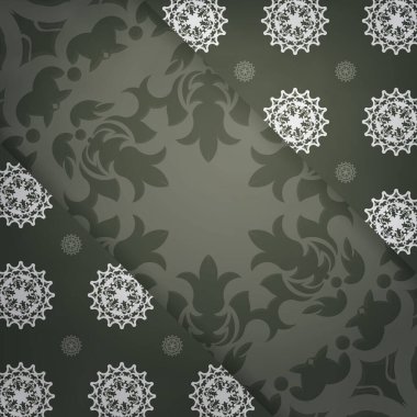 Kartpostal koyu yeşil ve klasik beyaz desenli ve basılmaya hazır..