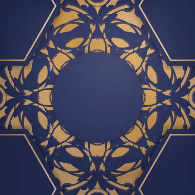 Koyu mavi kartvizitle bağlantılarınız için soyut altın desenli.