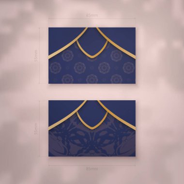 Koyu mavi kartvizitli, iş için Hint altını desenli..