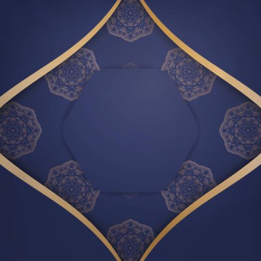 Koyu mavi kartvizitte Yunan altın aksesuarları var..