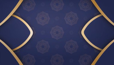 Koyu mavi arkaplan, mandala altın desenli ve metnin altına yerleştirilmiş.