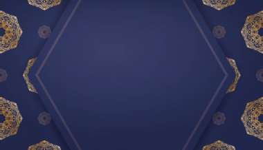 Metnin altında tasarım için klasik altın süslemeli koyu mavi arkaplan