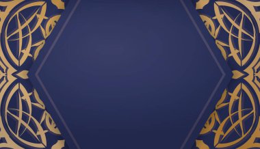 Lükslü altın desenli koyu mavi bir afiş.