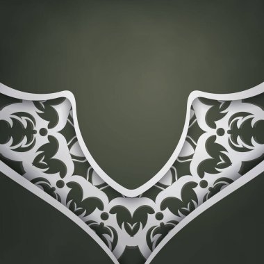 Markanız için Yunanca beyaz desenli koyu yeşil kartpostal.