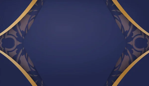 Banner Azul Oscuro Con Adornos Oro Griego Espacio Para Logotipo — Archivo Imágenes Vectoriales