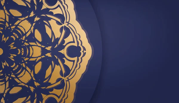 Ciemnoniebieski Sztandar Indyjskimi Złotymi Ozdobami Projektowania Pod Logo Lub Tekst — Wektor stockowy
